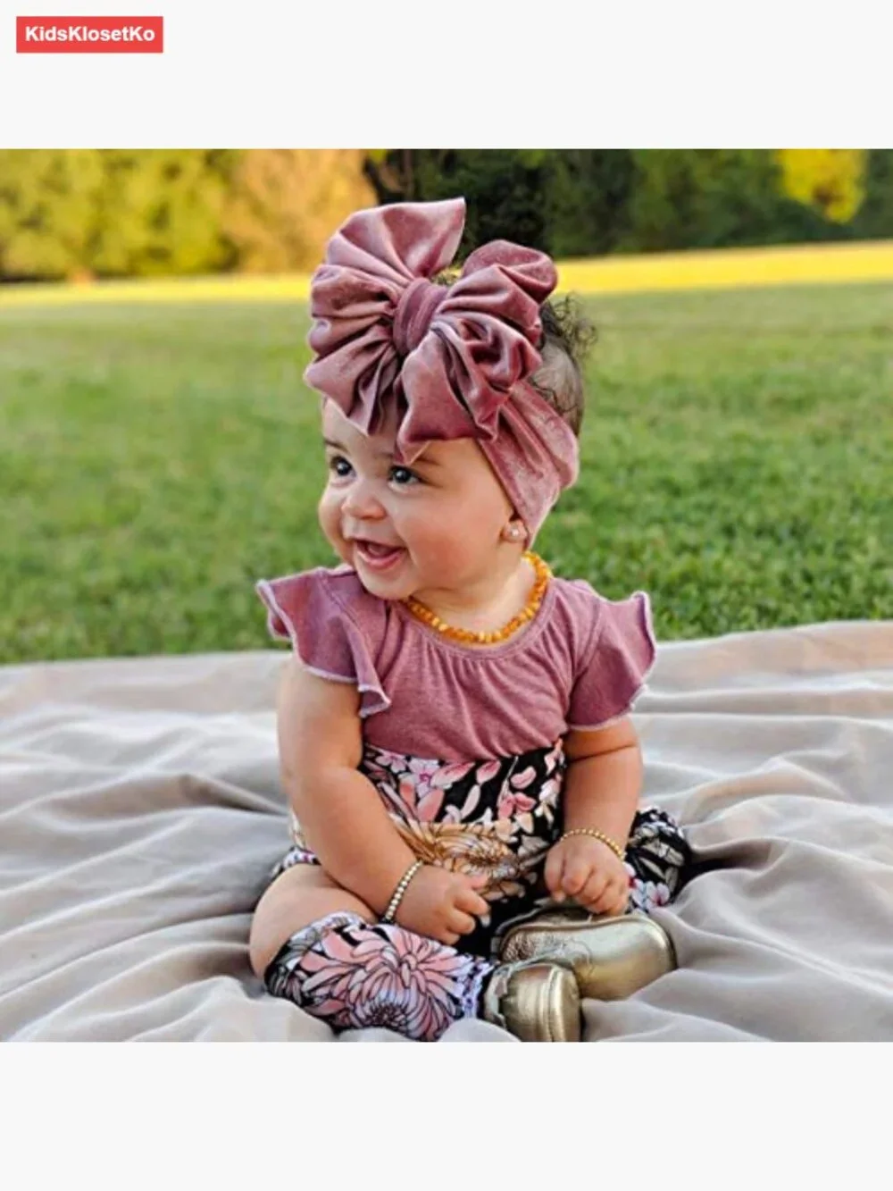 10 Pack Stretchy Velvet Big Bow Headbands for Baby Girls Toddlers